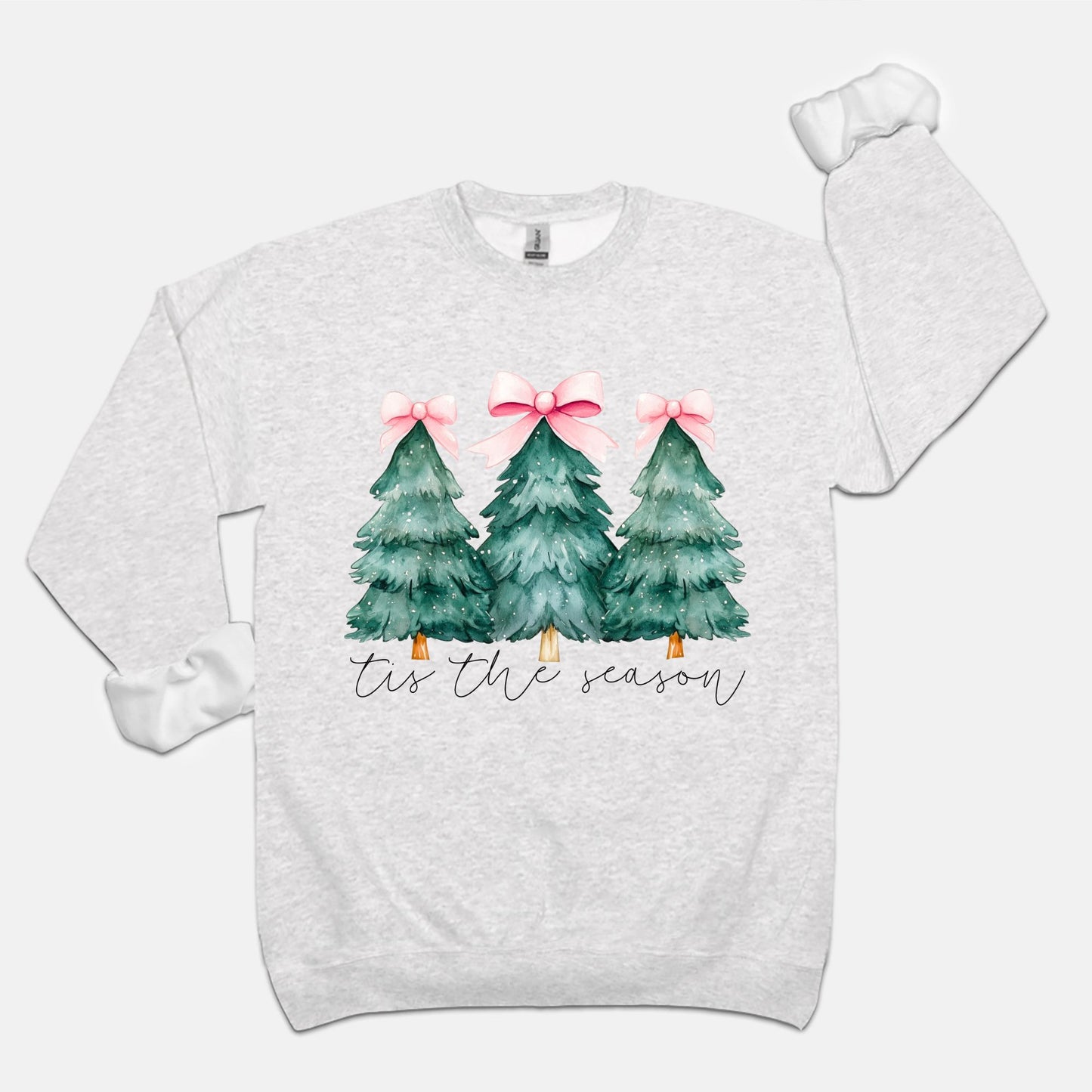 Tis the Season Pink Bow Trees Sweatshirt