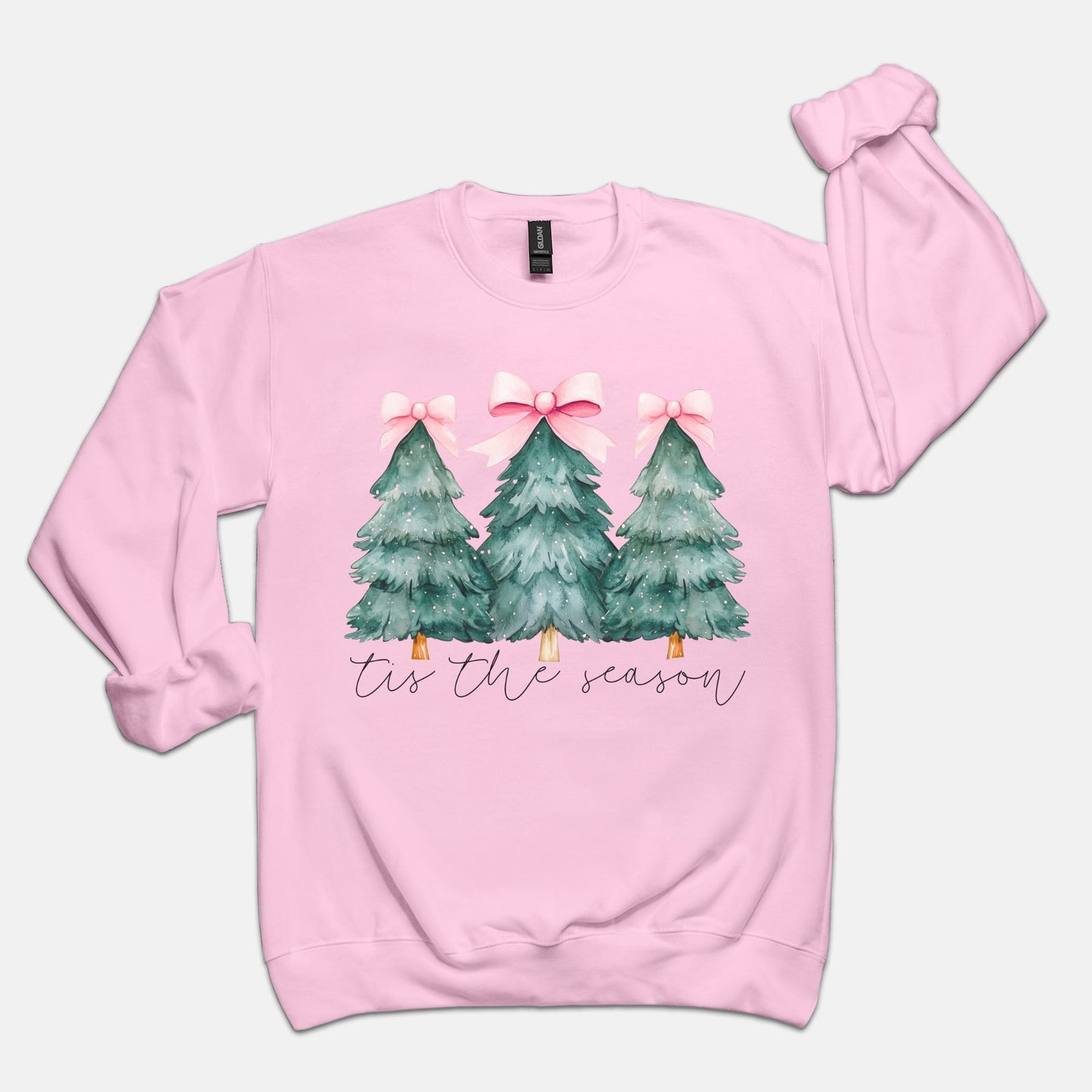 Tis the Season Pink Bow Trees Sweatshirt