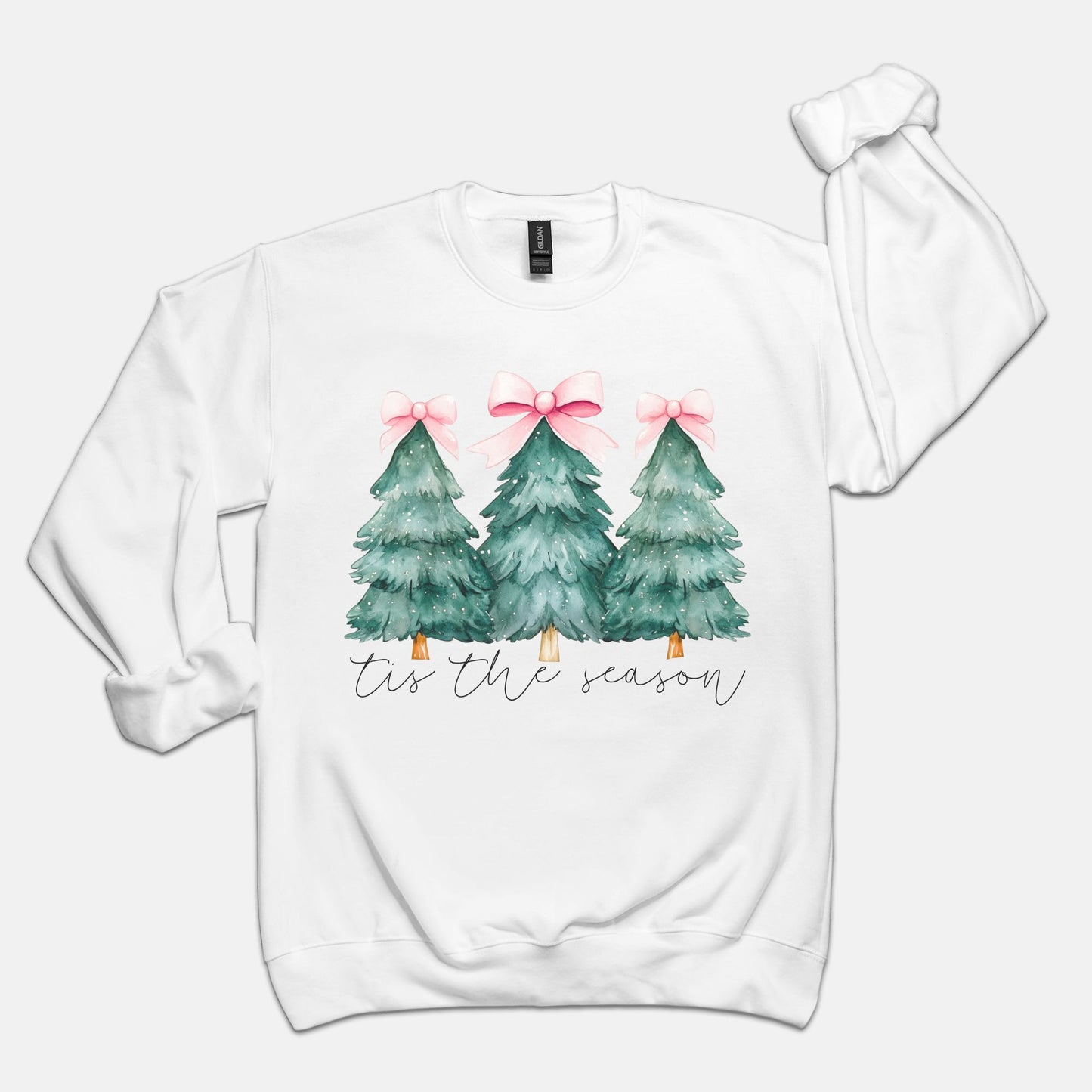 Tis the Season Pink Bow Trees Sweatshirt